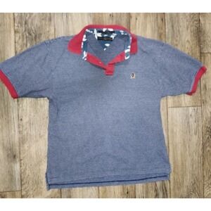 Vintage Tommy Hilfiger Men's Polo Shirt Red White Blue Large Embroidered Logo